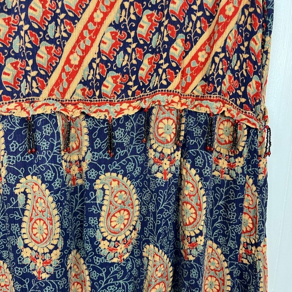 Vintage Bohemian Elephant Paisley Print Maxi Dress Sz M - Picture 5 of 10